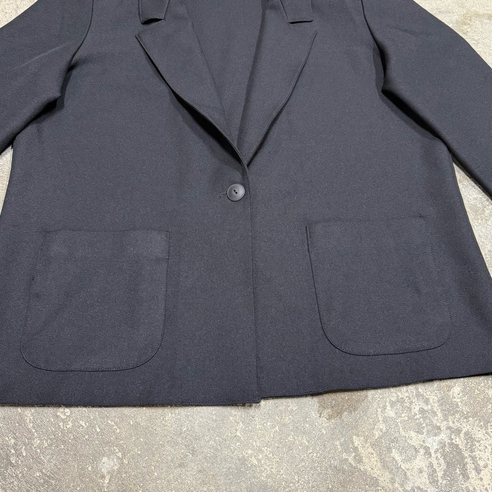 Vintage 90s Donnkenny Black Minimalist Blazer One Button Oversized - Picture 7 of 8